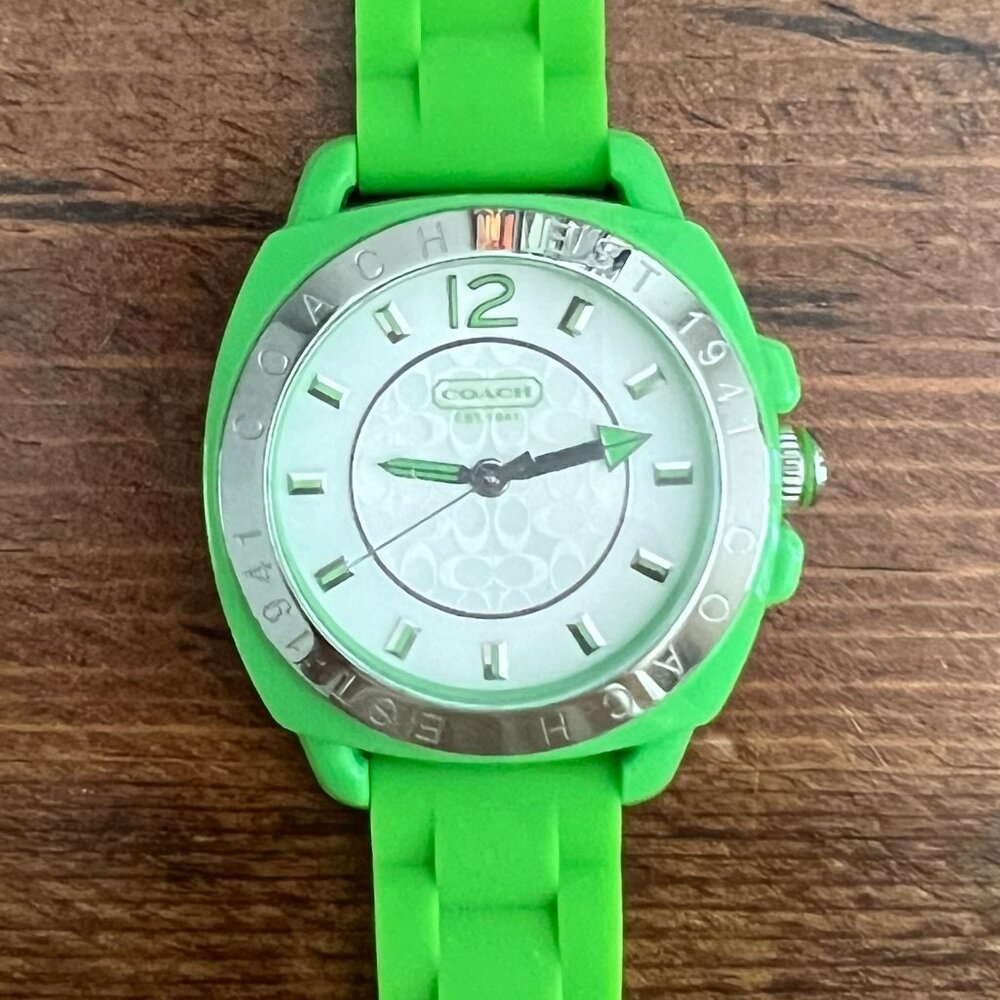 Coach - Green Silicone Strap Analog Wrist Watch